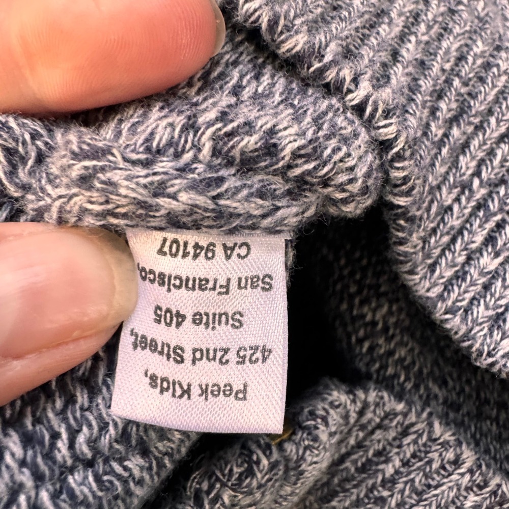 NWT Peek Kids Zip Up Blue/Gray Heathered Cotton Sweater Size M 6/7 - Picture 7 of 8